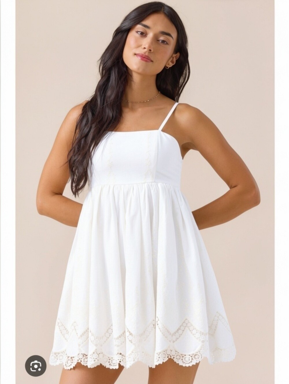 Altar'd State White & Cream Embroidered Lace Mini Dress